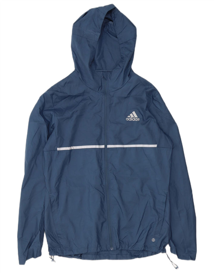Giacca antipioggia da uomo Adidas con cappuccio UK 38 medio blu navy poliestere