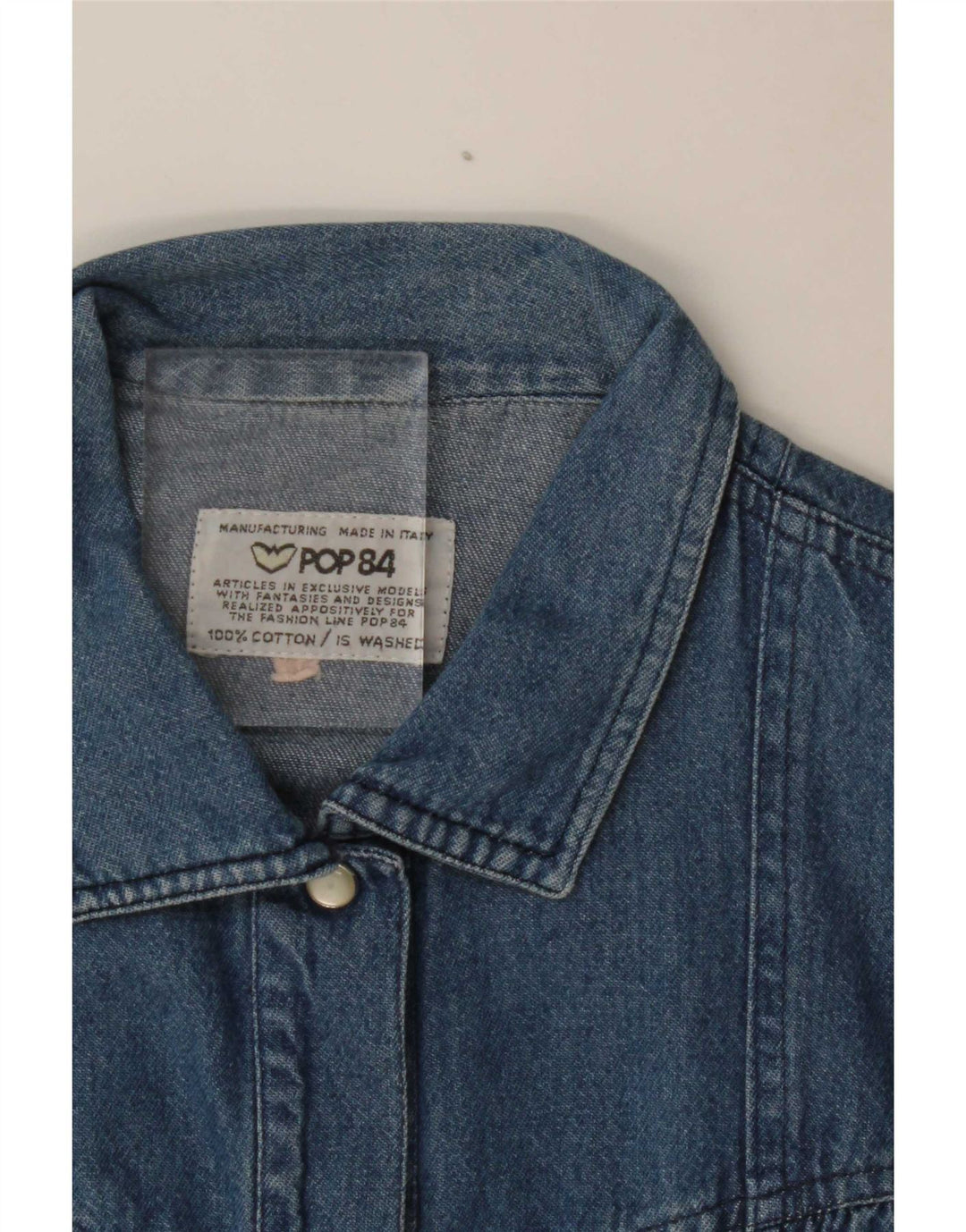 POP 84 Camicia di jeans oversize da donna UK 14 Cotone blu medio