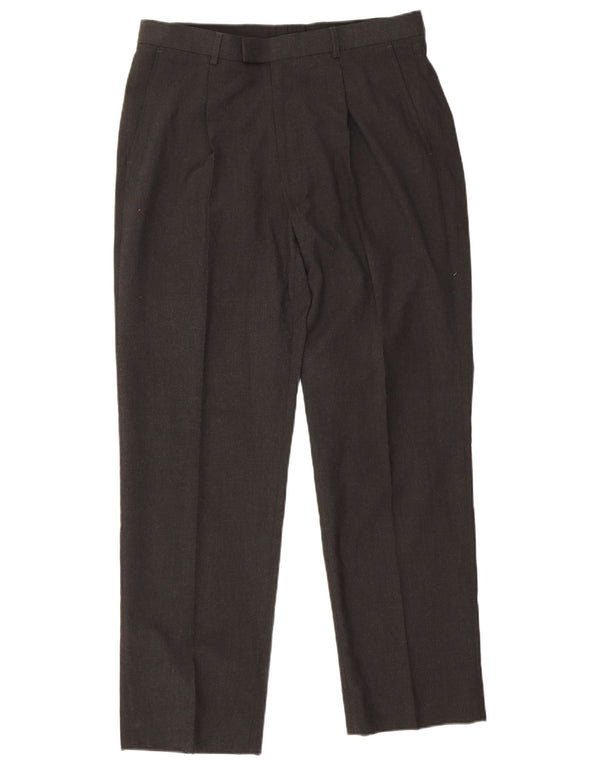 Pantaloni da abito con pegging da uomo Marks & Spencer W34 L31 poliestere grigio