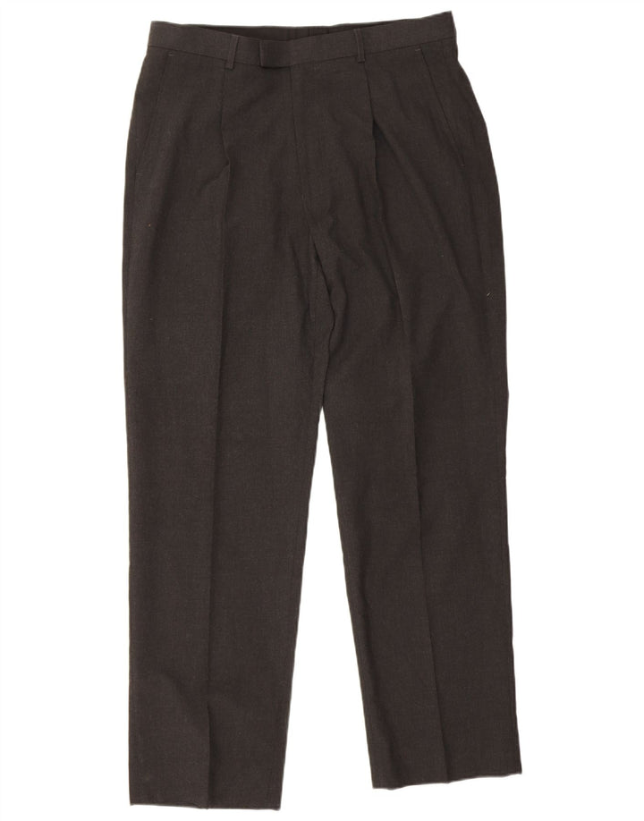 Pantaloni da abito con pegging da uomo Marks & Spencer W34 L31 poliestere grigio