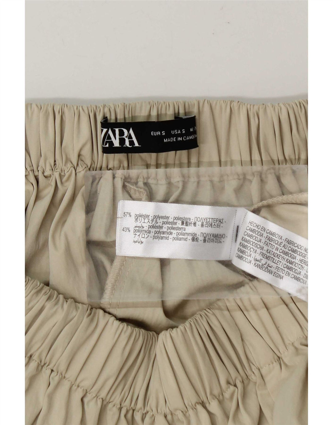 Gonna svasata da donna Zara piccola W26 poliestere beige
