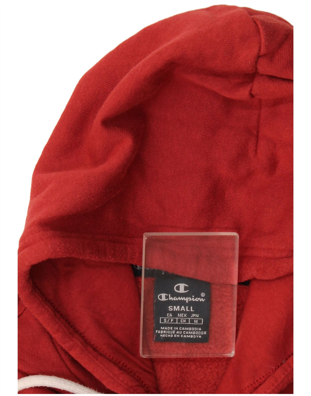 Felpa con cappuccio grafica da uomo Champion Small rossa