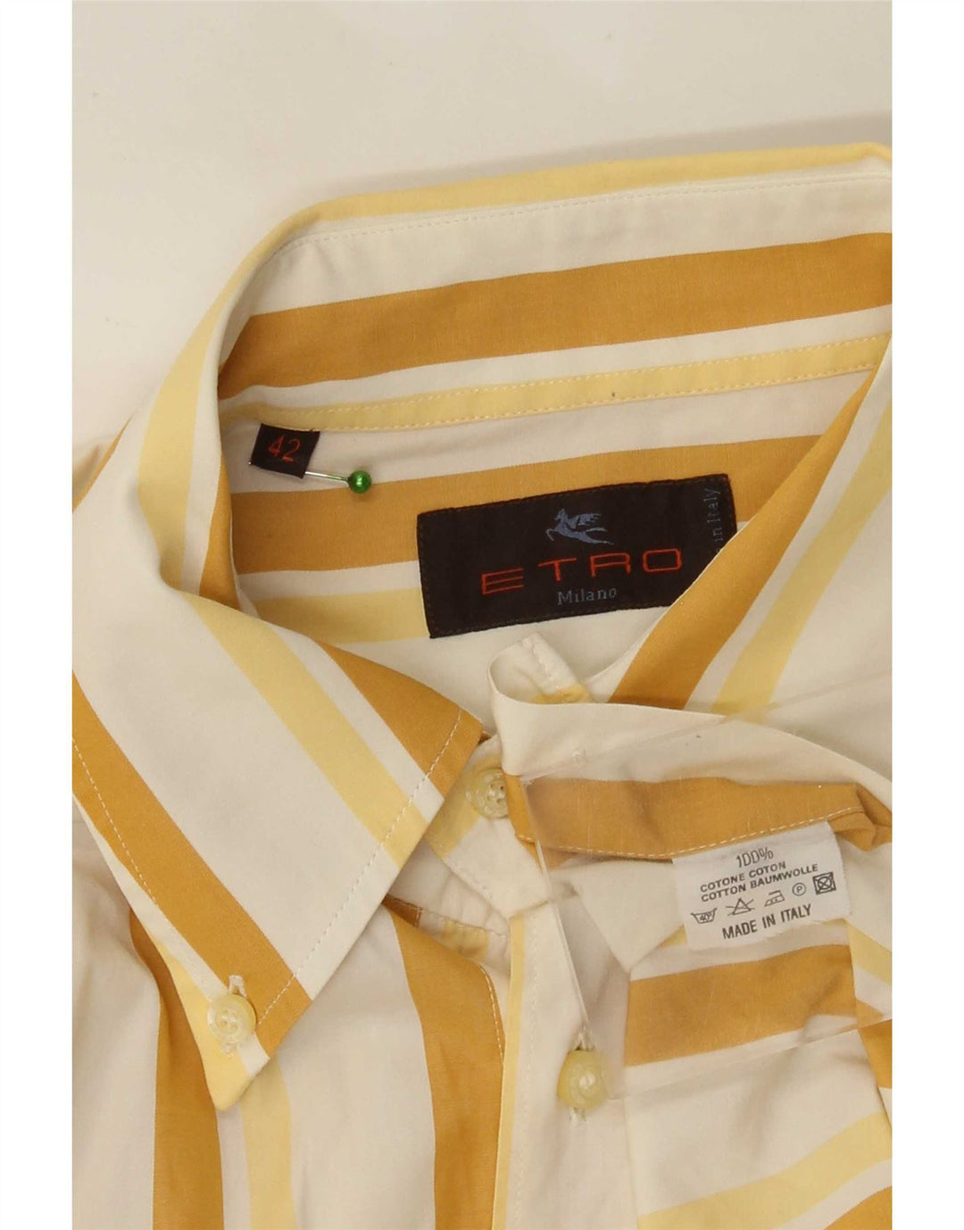 Camicia da uomo Etro taglia 42 in cotone a righe grandi gialle
