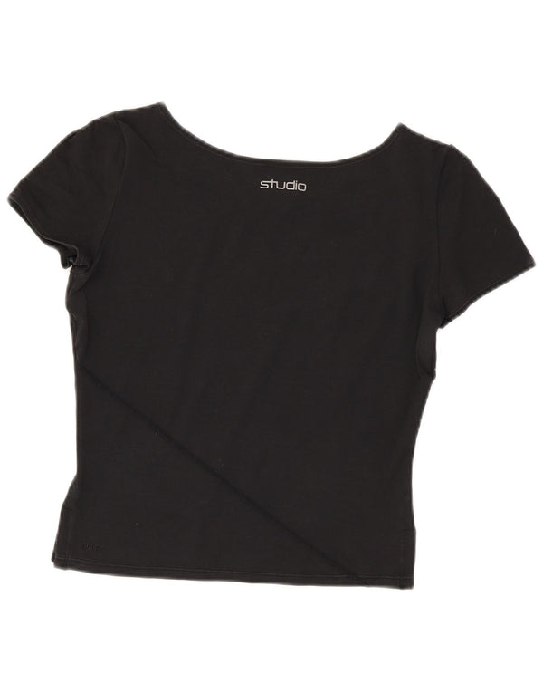 T-shirt grafica Nike Dri Fit Crop da donna UK 10/12 Medium Nero