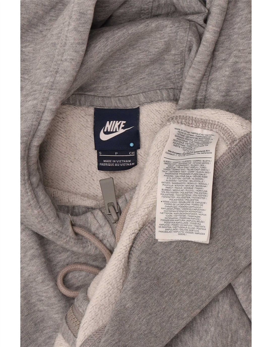Felpa con cappuccio e zip Nike da uomo, piccola, in cotone grigio screziato