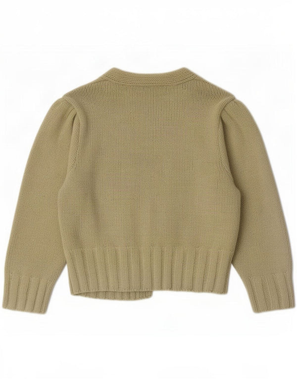 Maglione cardigan aperto corto da donna Zara UK 14 grande cotone verde