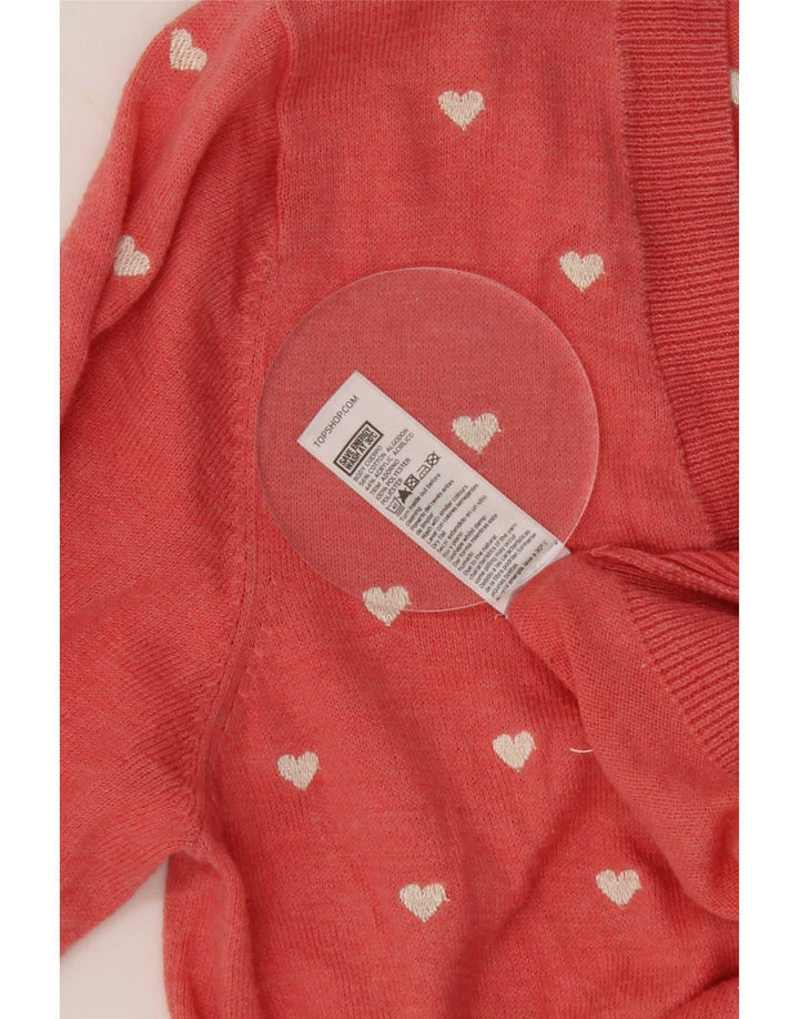 Maglione cardigan da donna con motivo astratto Topshop UK 12 Cuore rosa medio