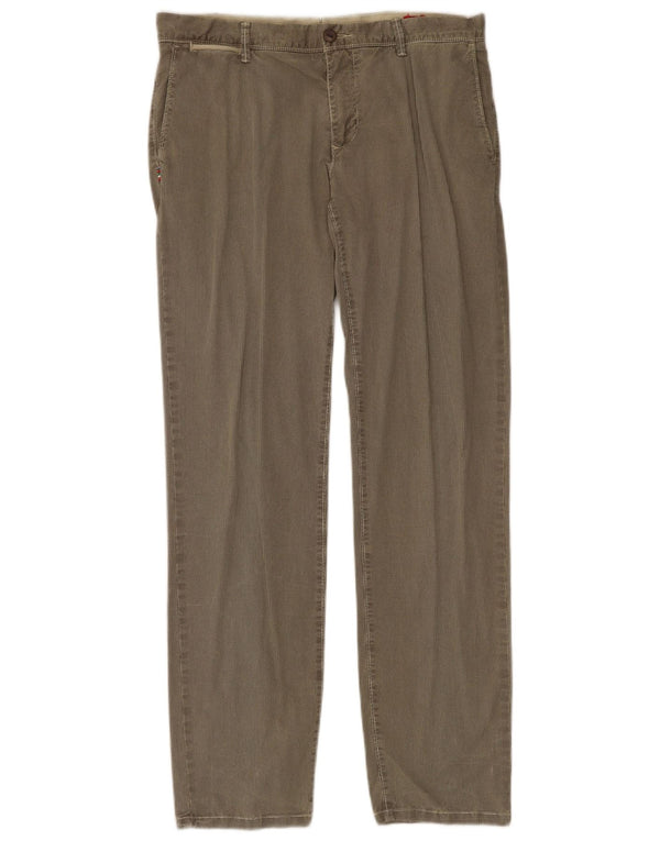 Pantaloni chino dritti da uomo vintage IT 50 grandi W34 L33 pied de poule kaki