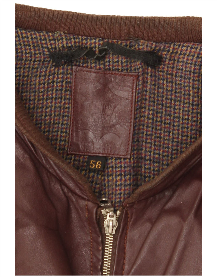 Giacca in pelle da uomo VINTAGE UK 38 Borgogna media