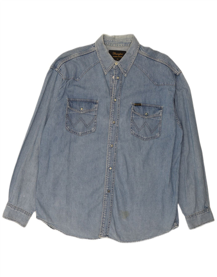Camicia in denim da uomo Wrangler 2XL cotone blu