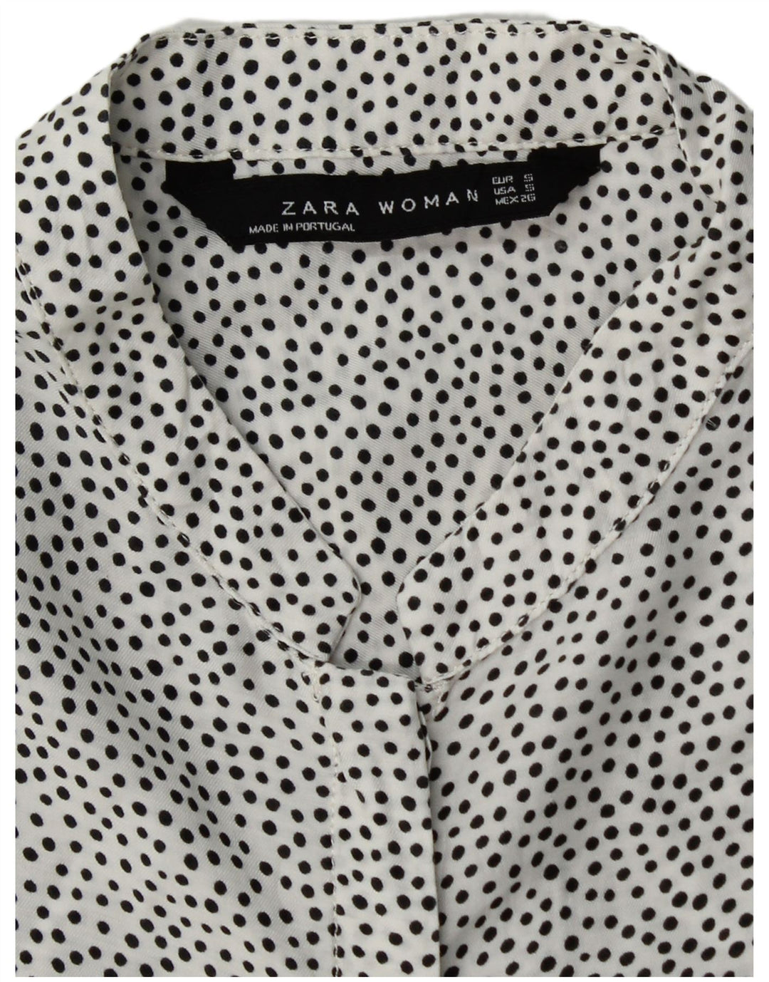 ZARA Womens Shirt Blouse UK 10 Small White Polka Dot Viscose