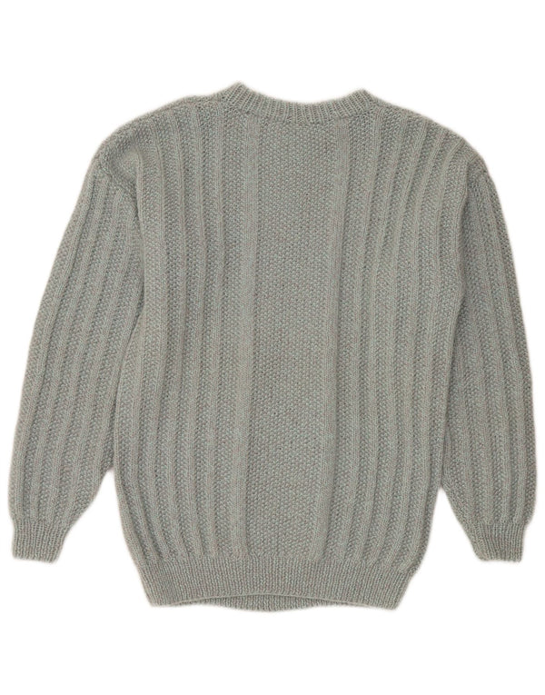 Maglione vintage da uomo girocollo grigio medio