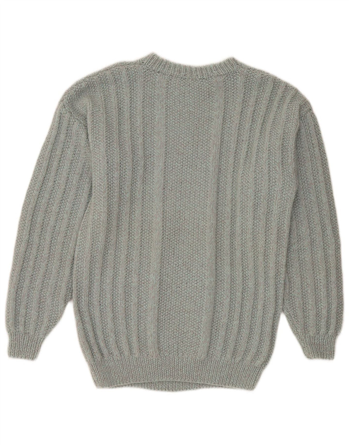 Maglione vintage da uomo girocollo grigio medio