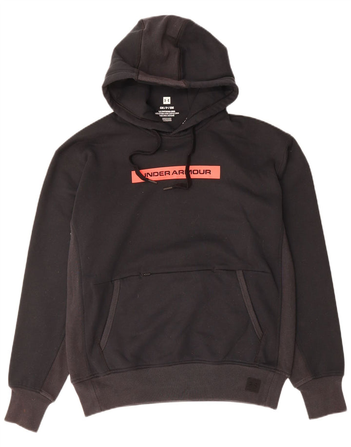 UNDER ARMOUR Mens Graphic Hoodie Jumper Small Black Colourblock