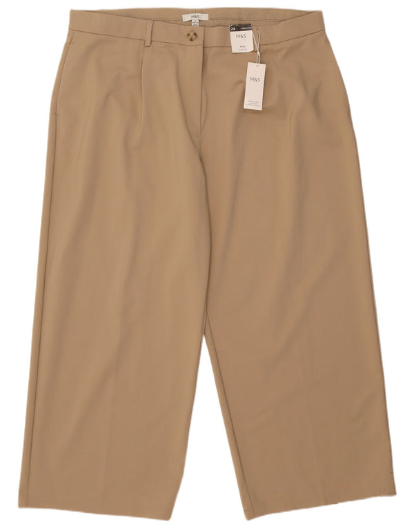Pantaloni chino a vita alta da donna Marks & Spencer UK 24 4XL W44 L28 Beige