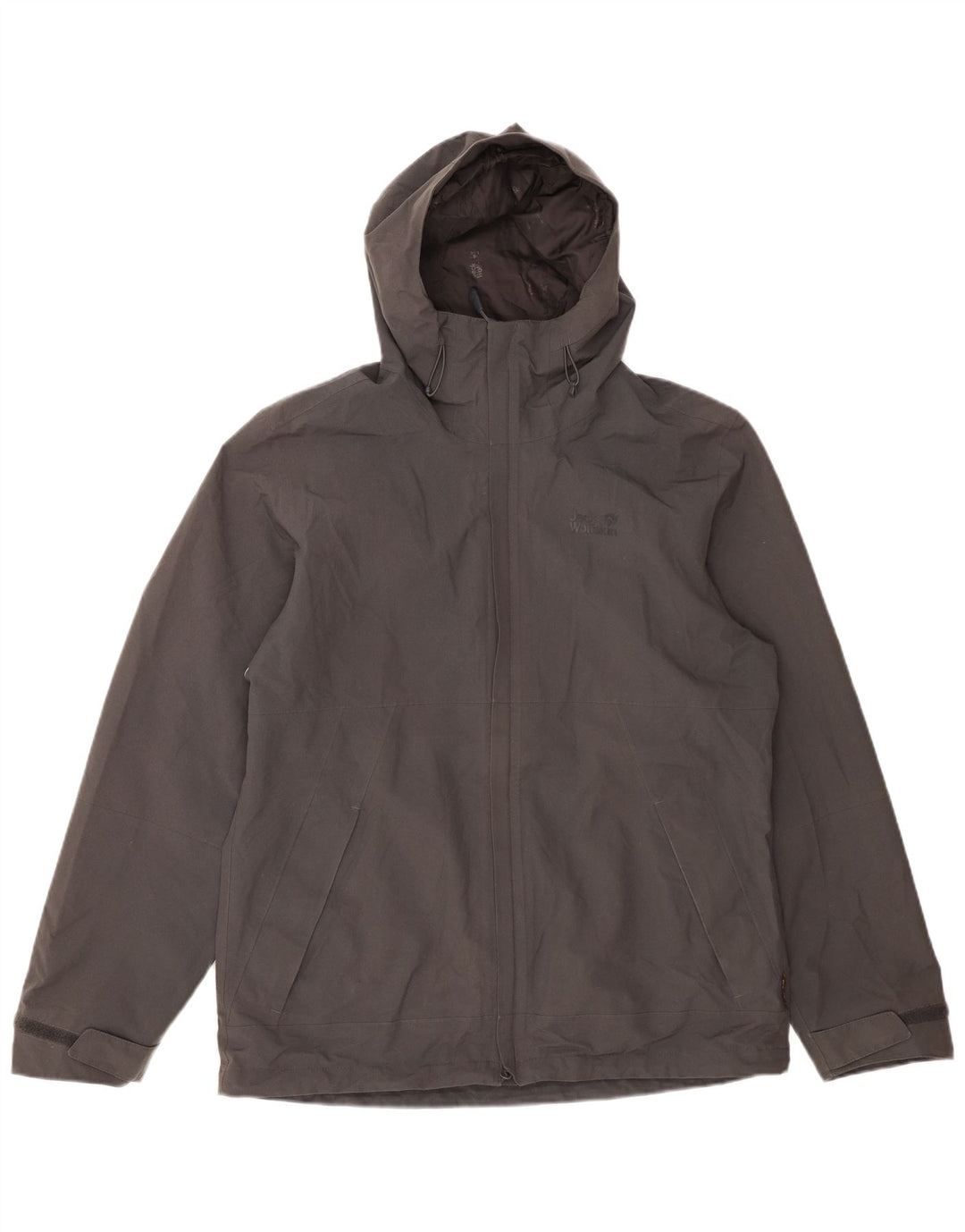 JACK WOLFSKIN Giacca a vento con cappuccio da uomo UK 40 Poliestere grigio medio