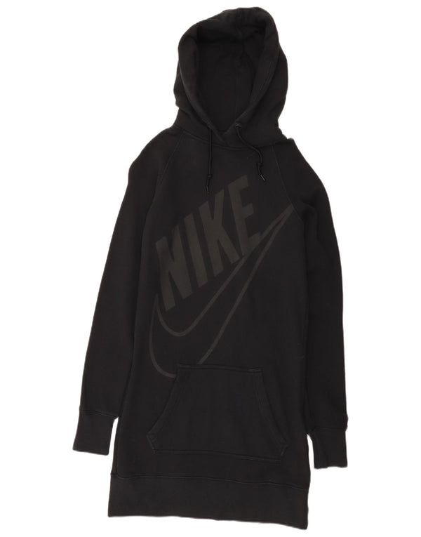 Abito con cappuccio grafico Nike da donna UK 10 piccolo cotone nero