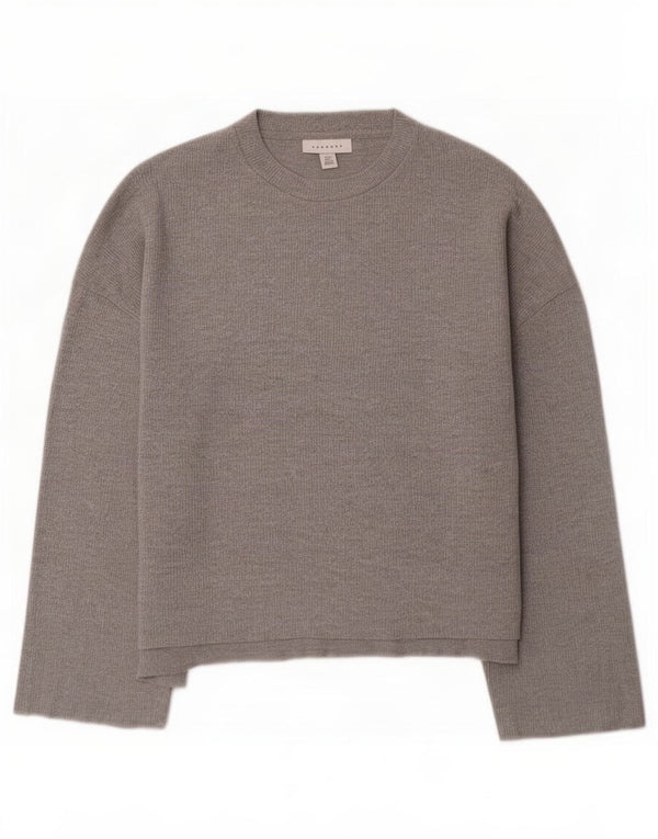 Topshop Top oversize da donna manica 3/4 UK 10 piccolo grigio