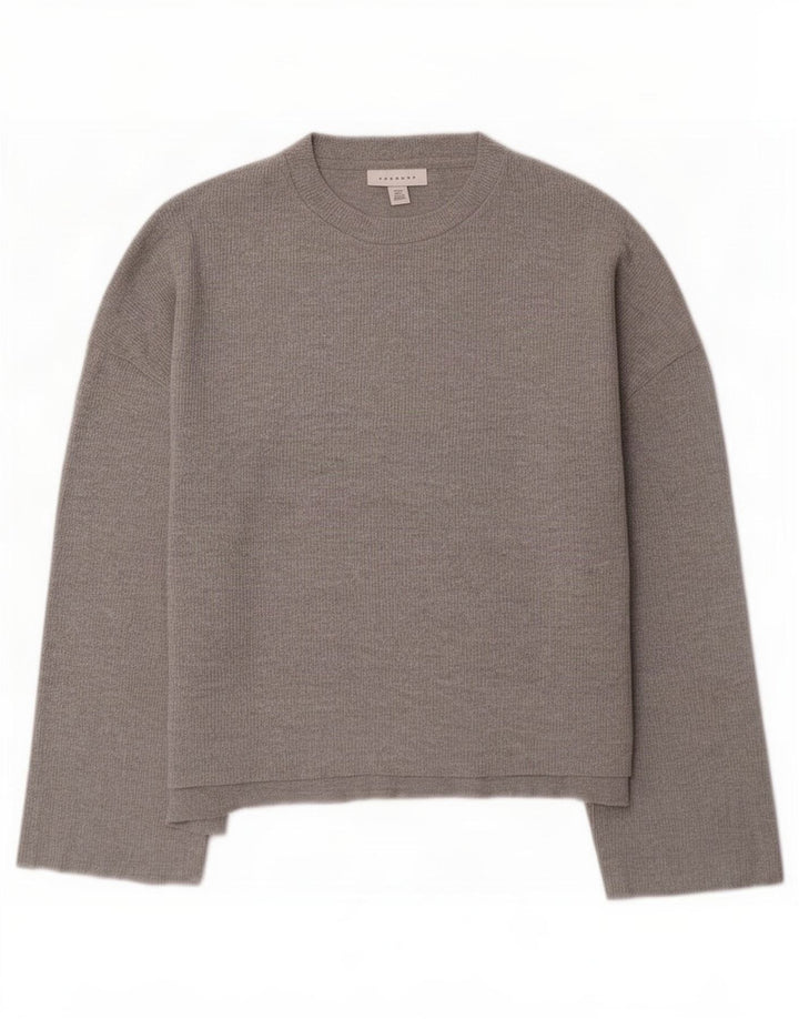 Topshop Top oversize da donna manica 3/4 UK 10 piccolo grigio