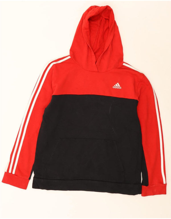 Felpa con cappuccio da bambina Adidas 13-14 anni XL in cotone color block rosso