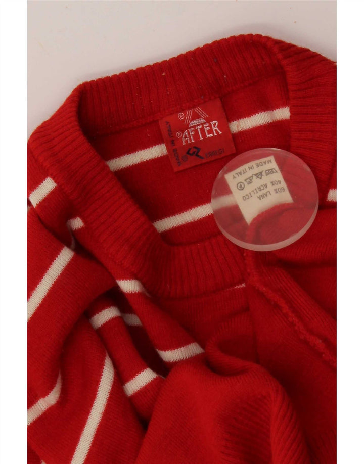 Maglione vintage da uomo girocollo in lana a righe rosse medie