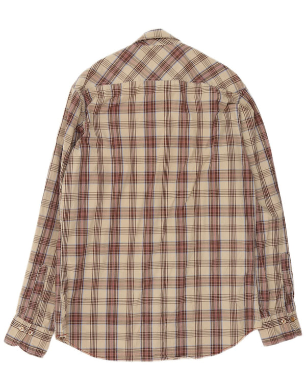 Camicia da uomo Marlboro Classics in cotone a quadri marroni grandi
