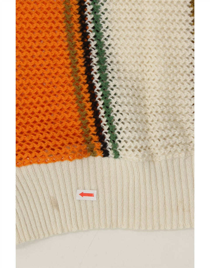 VINTAGE Womens Crew Neck Jumper Sweater UK 12 Medium Multicoloured Striped Vintage Vintage and Second-Hand Vintage from Messina Hembry 