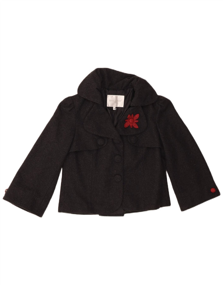 Giubbotto bomber corto con maniche a 3/4 da donna Edina Ronay UK 12 Lana grigio medio