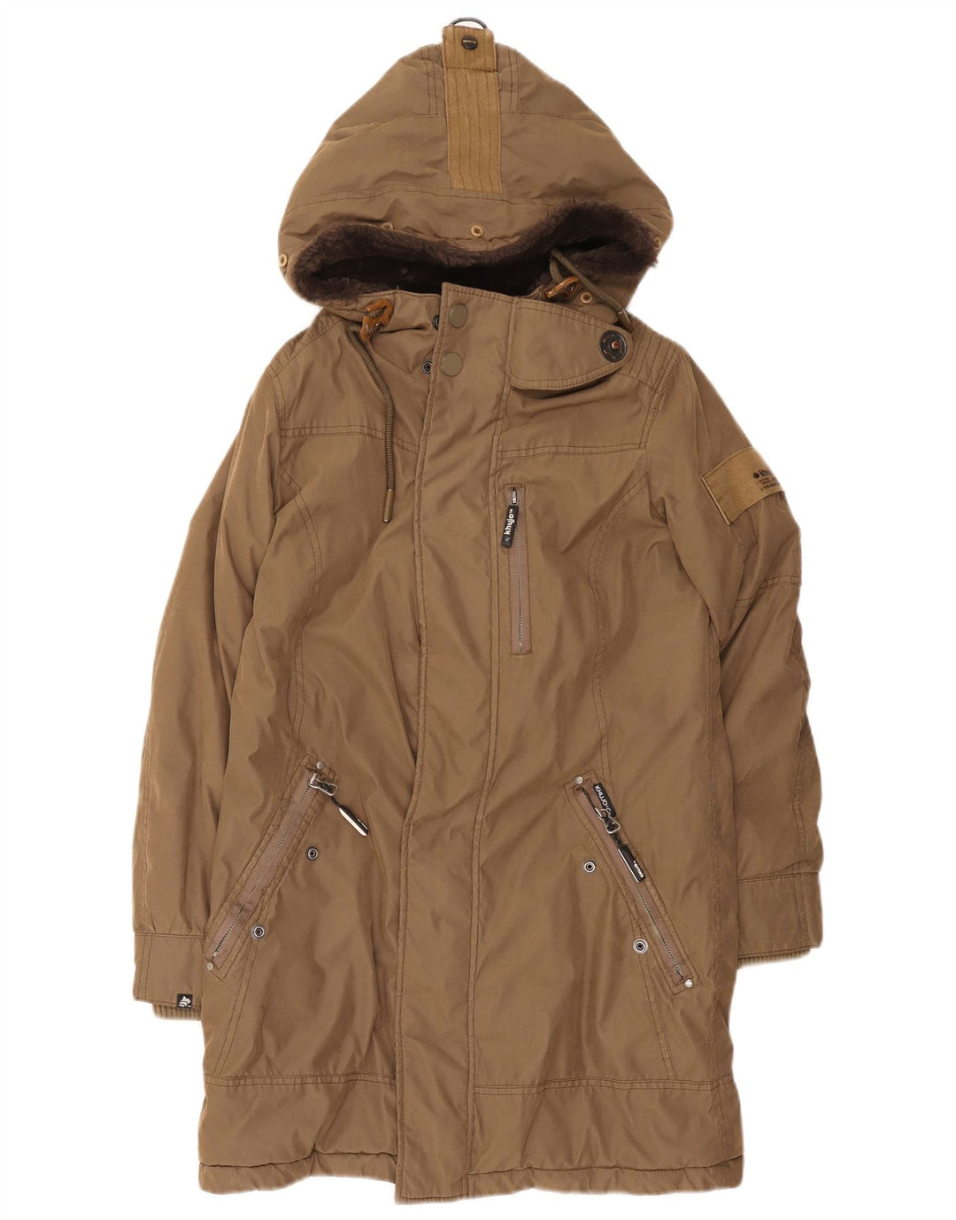 Giacca parka da uomo con cappuccio KHUJO UK 36 piccola poliestere marrone