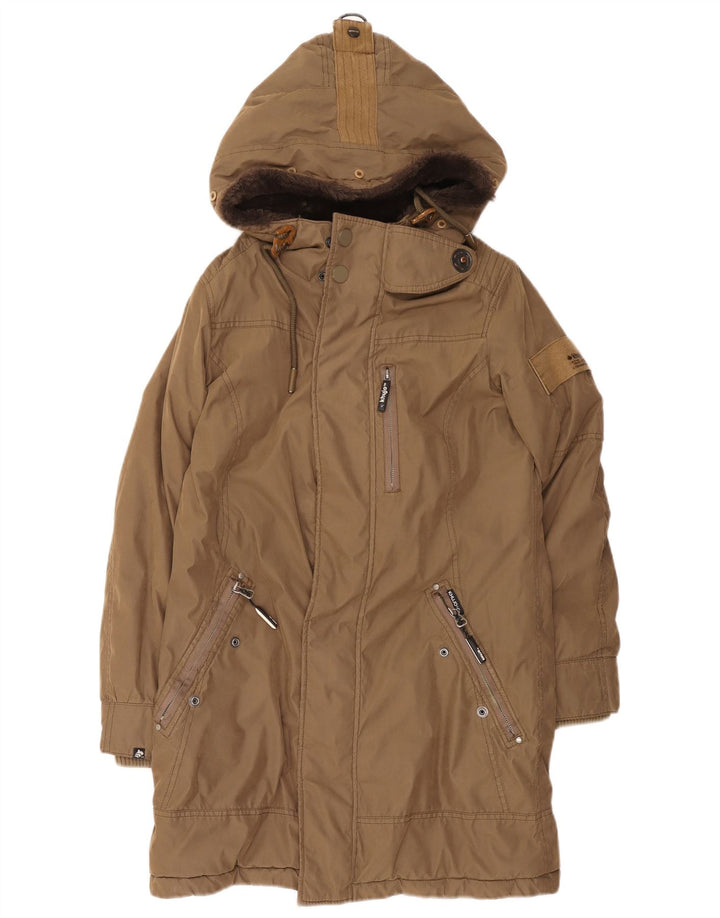 Giacca parka da uomo con cappuccio KHUJO UK 36 piccola poliestere marrone