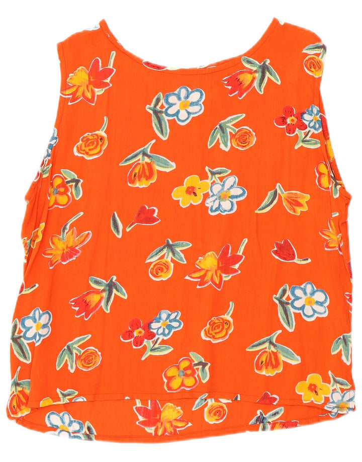 Canotta da donna Amaranto UK 14 Grande viscosa floreale arancione