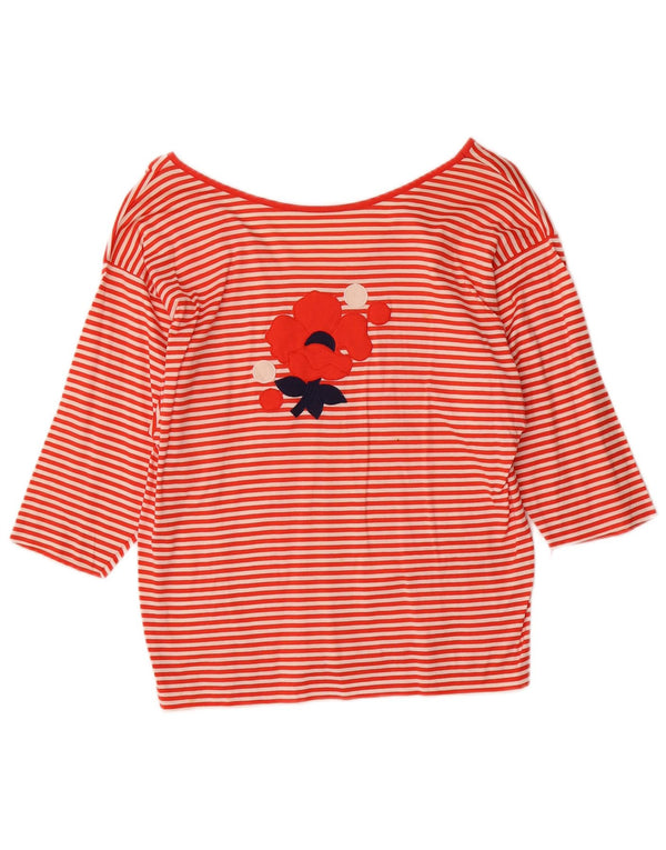 Top grafico da donna Marguta manica 3/4 IT 46 cotone a righe grandi arancioni