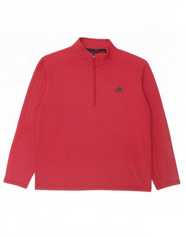 Top Adidas da donna oversize con zip e collo a maniche lunghe UK 16 grande cotone rosa