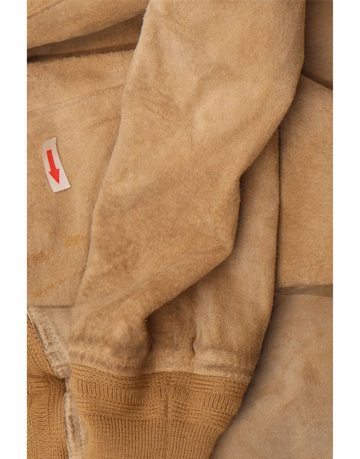 Bomber vintage da donna in pelle scamosciata IT 48 XL Beige