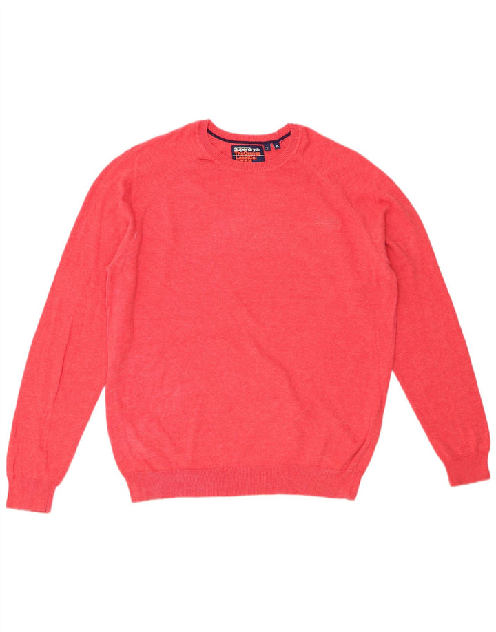 Maglione maglione girocollo da uomo SUPERDRY XL in cotone rosso