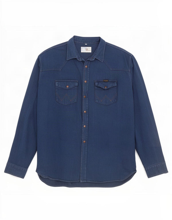 Camicia da uomo Wrangler XL in cotone blu navy