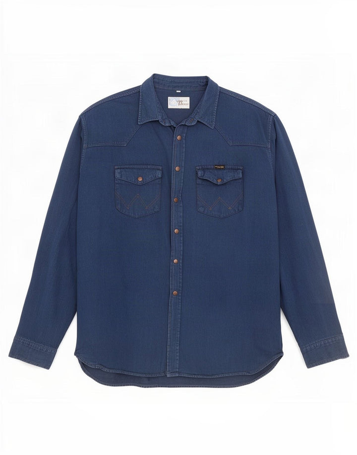 Camicia da uomo Wrangler XL in cotone blu navy