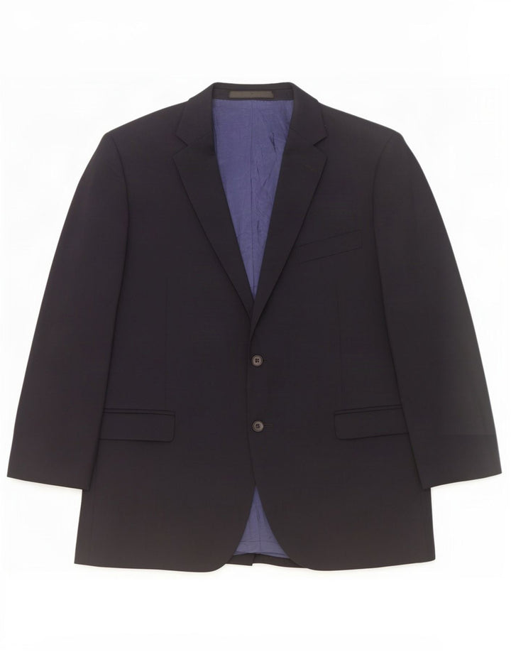 Giacca blazer a 2 bottoni da uomo Marks & Spencer UK 44 XL lana blu navy