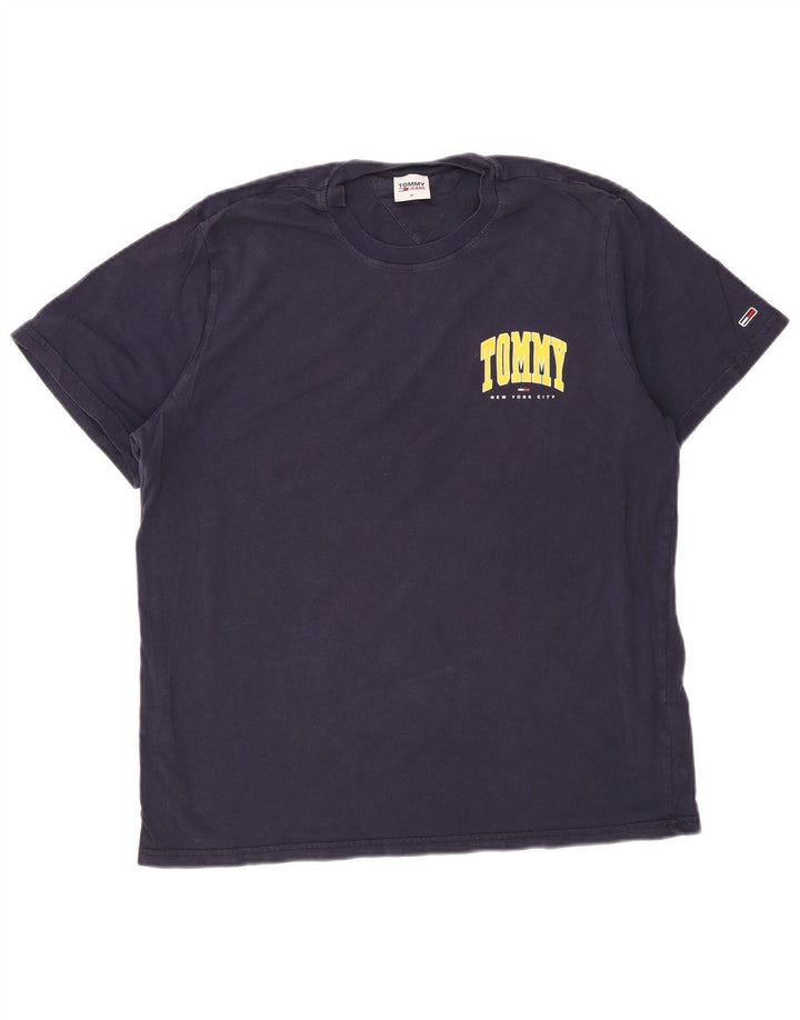 TOMMY HILFIGER T-shirt grafica da uomo Top XL in cotone blu navy