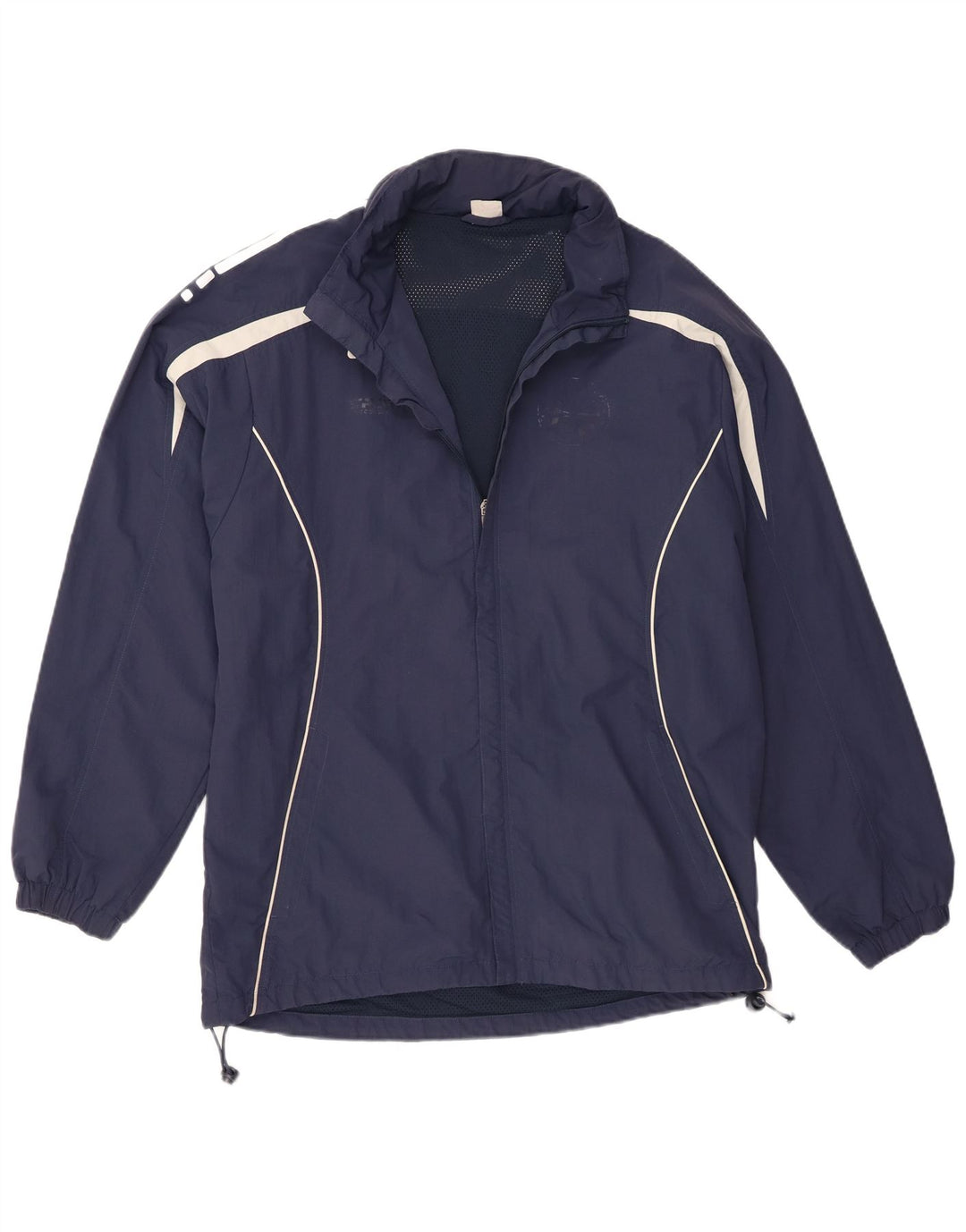 Giacca antipioggia da uomo Asics con cappuccio UK 40 Large in nylon color block blu navy