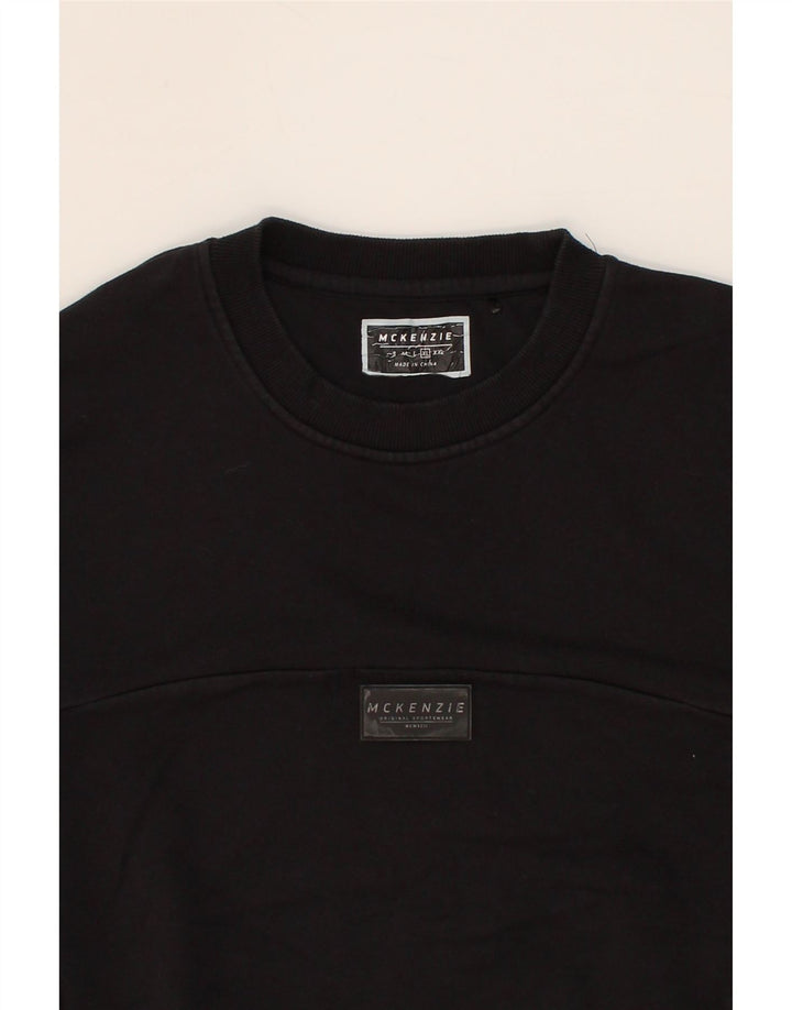 MCKENZIE Mens Sweatshirt Jumper XL Black Geometric Polyester Vintage Mckenzie and Second-Hand Mckenzie from Messina Hembry 