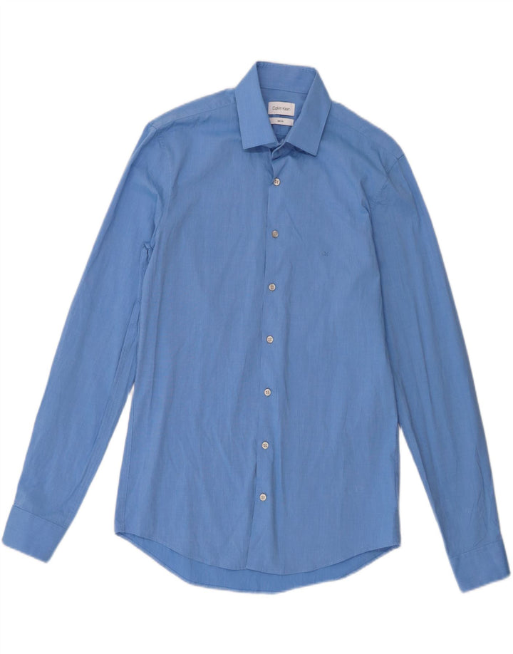 Camicia slim fit da uomo Calvin Klein taglia 38 15 cotone blu medio