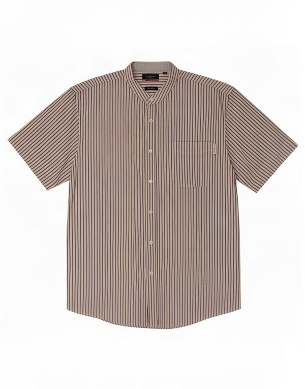 Camicia a maniche corte da uomo Pierre Cardin grande cotone gessato bianco