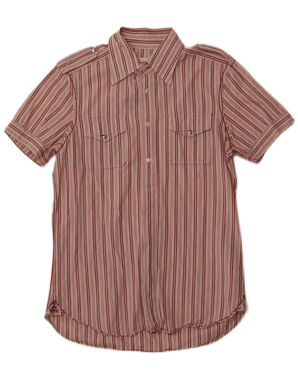 Camicia da uomo a maniche corte Diesel in cotone a righe rosse medie