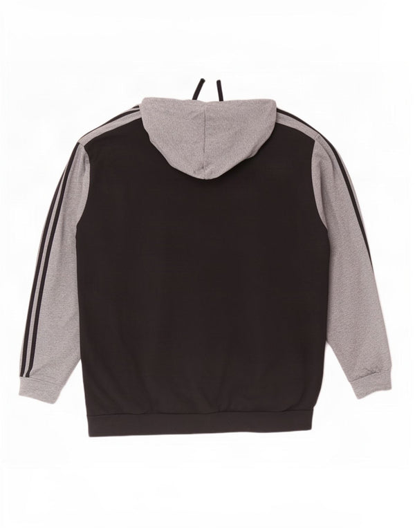 Maglione con cappuccio e zip da uomo Adidas 4XL in cotone color block nero