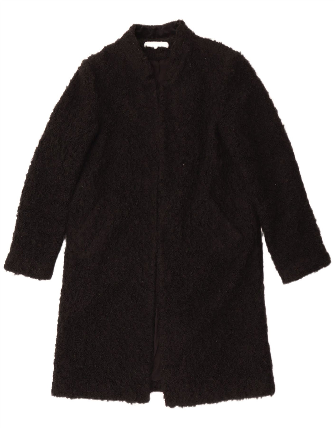 Cappotto aperto Teddy da donna Zara UK 14 acrilico nero medio