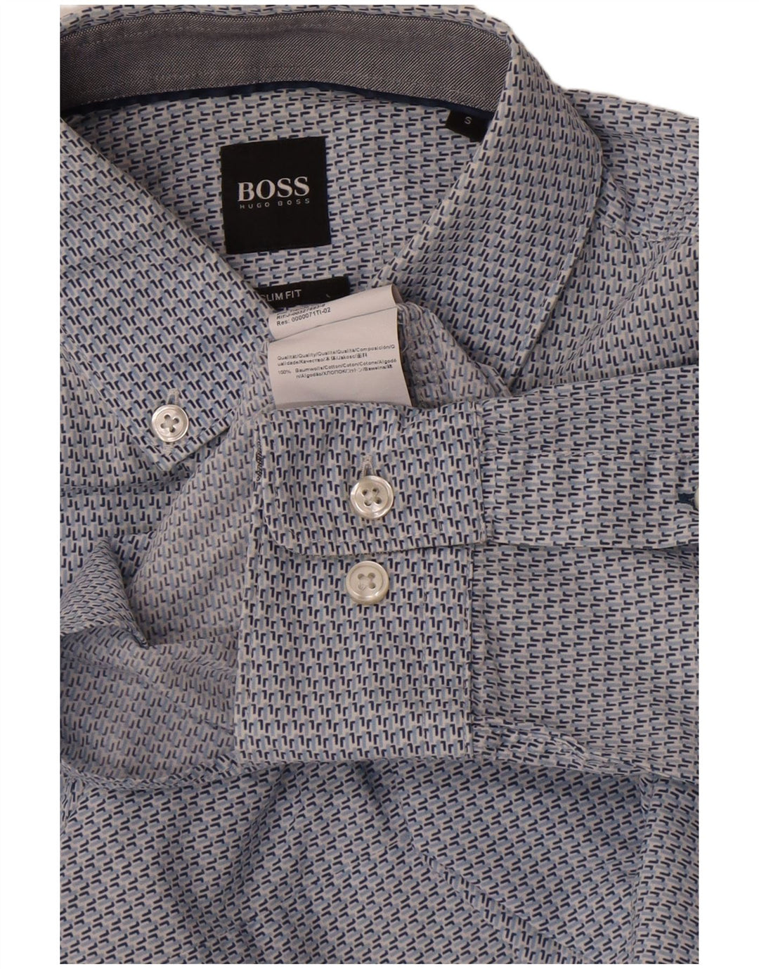 Camicia slim fit da uomo Hugo Boss modello astratto piccolo cotone blu