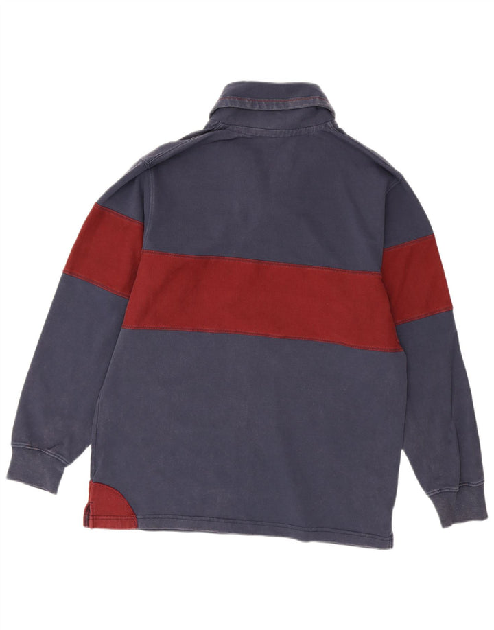Polo da uomo a maniche lunghe Orvis in cotone color block medio blu navy