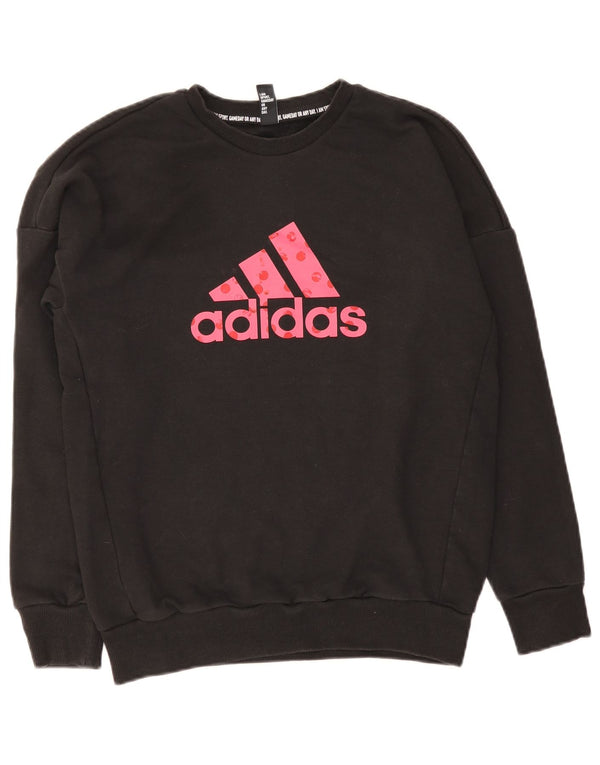 Felpa grafica da donna Adidas Jumper UK 14 cotone nero medio