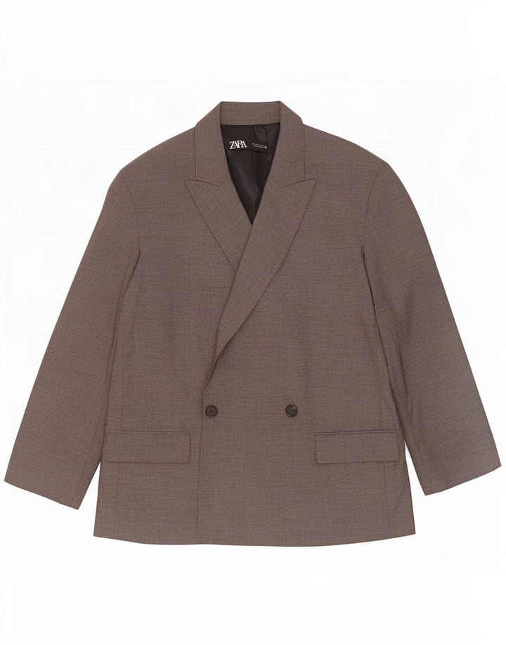 Giacca blazer doppiopetto da uomo Zara UK 40 grande poliestere grigio